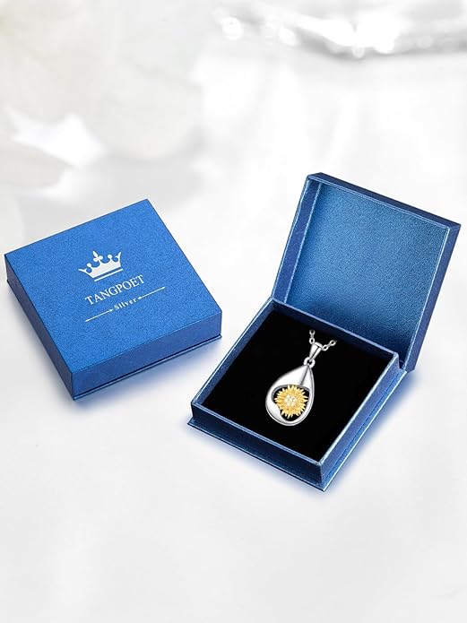 TANGPOET Teardrop Ashes Necklace 925 Sterling Silver Urn Necklace, Cremation Jewellery for Ashes Pendant, Gifts for Women Ladies, with Funnel Filler Kit