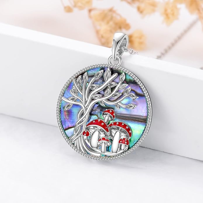 TOUPOP Tree of Life Animal Necklace 925 Sterling Silver Crystal/Abalone Shell Animal Pendant Jewelry Birthday Mothers Day Gifts for Women Mom Wife Her
