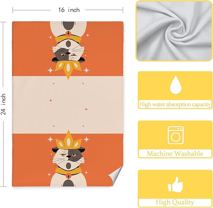 Trendy Siamese Cat Kitchen Towels Set of 4, Funny Cat Mom Lady Lovers Gifts Dish Towels for Kitchen Decor, Funny Kitten Hand Townes for Bathroom Decor, 16x24 Inch