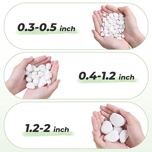 SIDONG 10 lbs White River Rocks, 1.2-2 Inches Matte Pebbles for Indoor Plants, Aquarium Rocks Used in Fish Tank, Decorative Stones for Plants, Vases, Home DΓ©cor, Crafting, Garden Landscaping