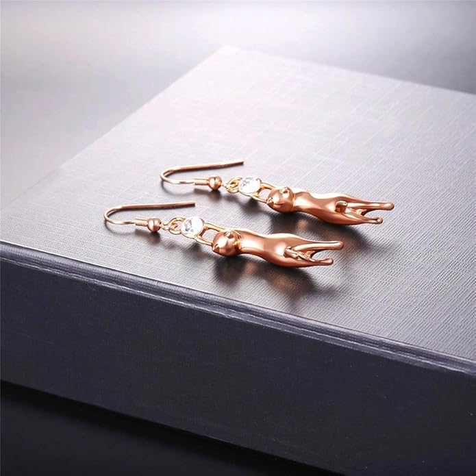 U7 Cute Cat Ear Pendant Platinum/18K Gold Plated Drop Earrings With Rhinestone