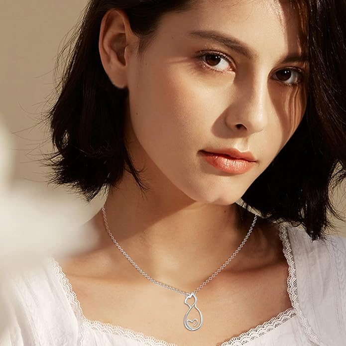 Animal Necklace for Women Girls 925 Sterling Silver Cat/Dog/Monkey/Sloth Pendant Necklace Cute Animal Jewelry Gift for Women Girls