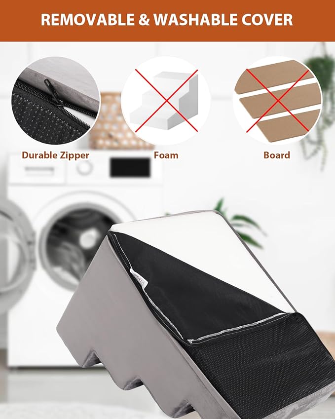 Dog Stairs for Small Dogs,22" 5-Step Pet Stairs for High Beds and Couches,Dog Steps with Non-Slip Bottom and High-Density Foam Indoor Outdoor,Grey