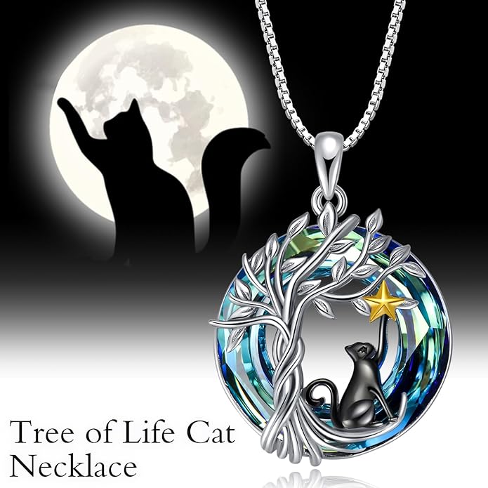 TOUPOP Tree of Life Animal Necklace 925 Sterling Silver Crystal/Abalone Shell Animal Pendant Jewelry Birthday Mothers Day Gifts for Women Mom Wife Her