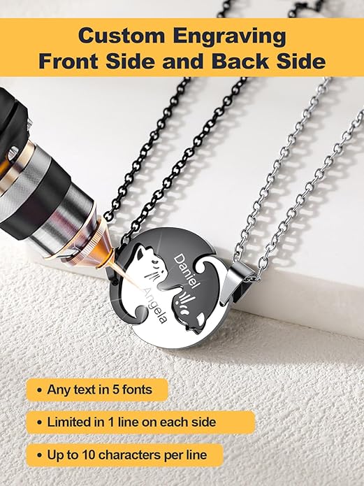 U7 Cat Pendant Necklace for Women Stainless Steel Cute Kitty Cat Jewelry Gift