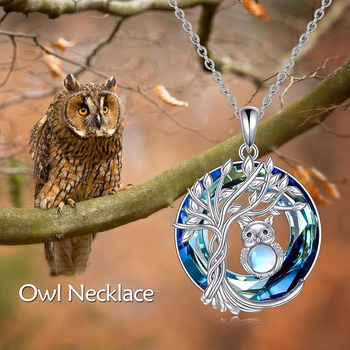 TOUPOP Tree of Life Animal Necklace 925 Sterling Silver Crystal/Abalone Shell Animal Pendant Jewelry Birthday Mothers Day Gifts for Women Mom Wife Her