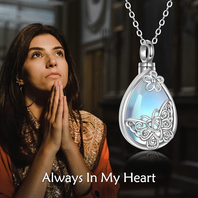 Butterfly/Dragonfly Urn Necklace for Ashes 925 Sterling Silver Celtic Knot Butterfly/Dragonfly Pendant Cremation Keepsake Necklace for Women Jewelry