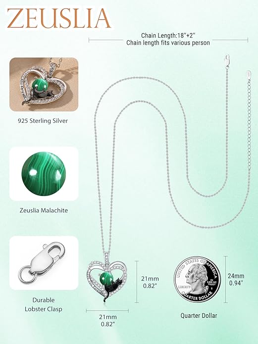 Birthstone Cat Necklaces,925 Sterling Silver Cat Necklace Heart Pendant for Women,Dainty Animal Jewelry for Her,Wedding Anniversary Birthday Gifts for Women Mom Grandma