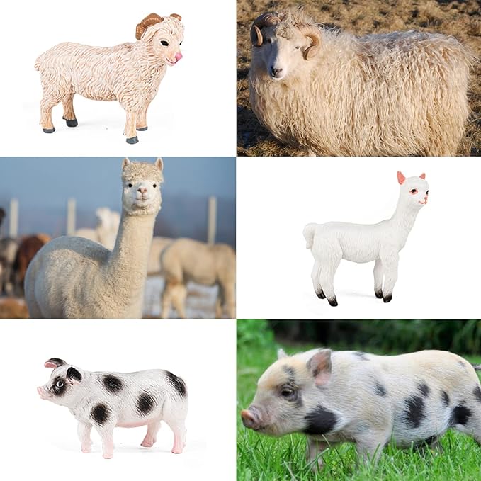 SIENON 12Pcs Farm Animal Figures Toys Realistic Plastic Cattle Figurines Educational Learning Toy Playset, Cake Decorations for Birthday Christmas Easter Egg Party Favors