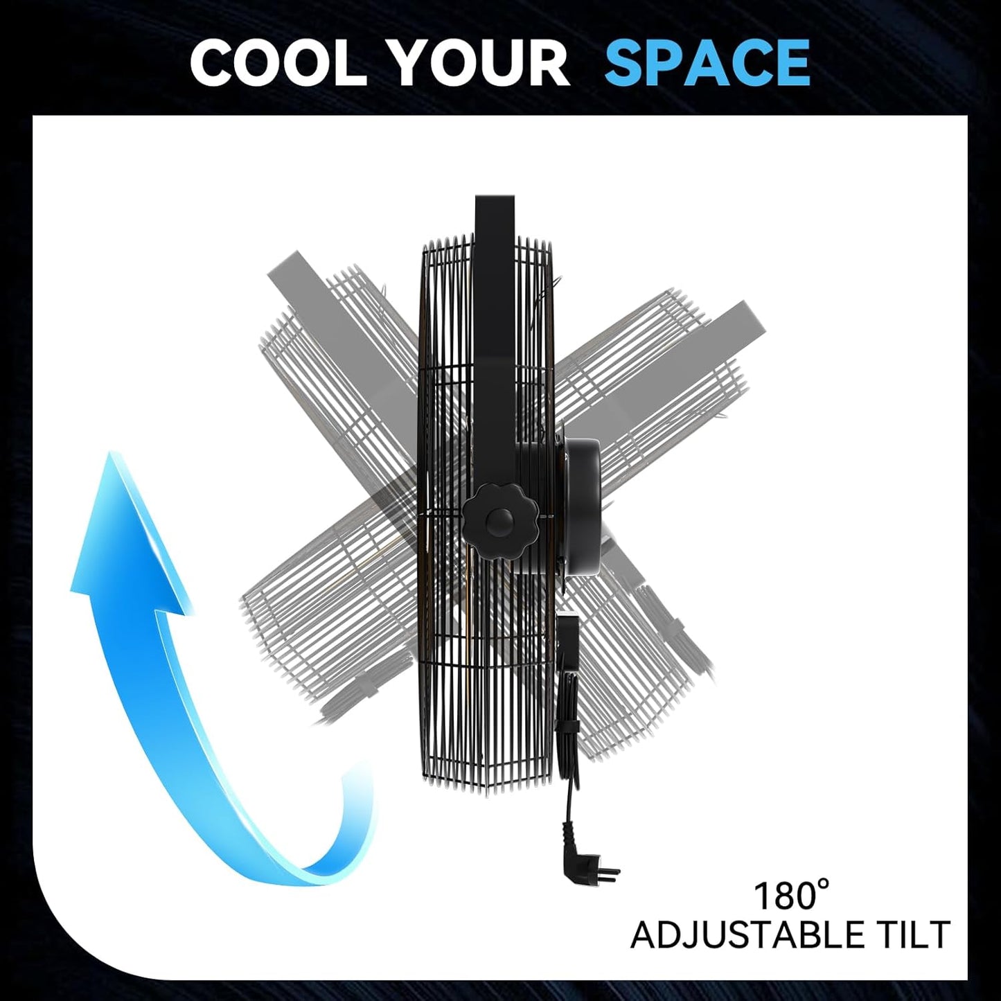 2PCS 2600 CFM 14 inch Outdoor High Velocity Wall Mounted Fan, 3-Speed Metal Fans with IP44 Enclosure Motor, Industrial Grade Weatherproof Wall Fan for Patio, Greenhouse, Garage, and Gazebo