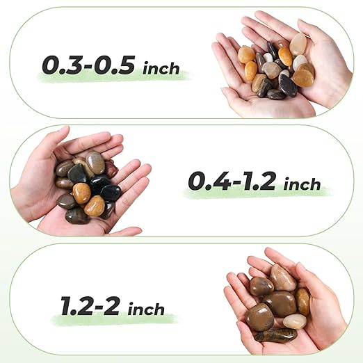 SIDONG 5 lbs Mixed River Rocks, 1.2-2 Inches Highly Polished Pebbles for Indoor Plants, Aquarium Rocks Used in Fish Tank, Decorative Stones for Plants, Vases, Home DΓ©cor, Crafting, Garden Landscaping