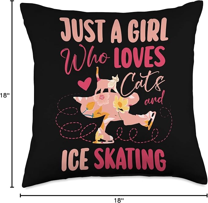 Just A Girl Who Loves Cats And Ice Skating Figure skater Throw Pillow