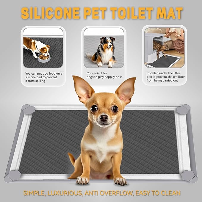 ELEGX Pee Pads Tray 30 X 36 Inches, Silicone Dog Bedpan Tray, High Edge Puppy Pad Holder Tray for Easy to Clean and Spill Free Dog Bedpan Training Pad Tray with Fixing Buckle