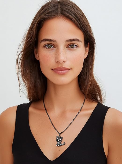 U7 Cat Pendant Necklace for Women Stainless Steel Cute Kitty Cat Jewelry Gift
