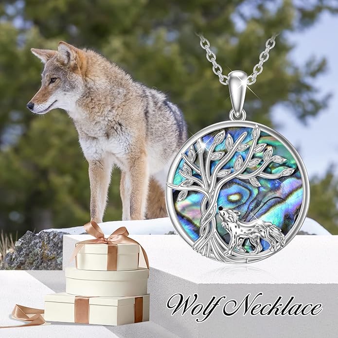 TOUPOP Tree of Life Animal Necklace 925 Sterling Silver Crystal/Abalone Shell Animal Pendant Jewelry Birthday Mothers Day Gifts for Women Mom Wife Her