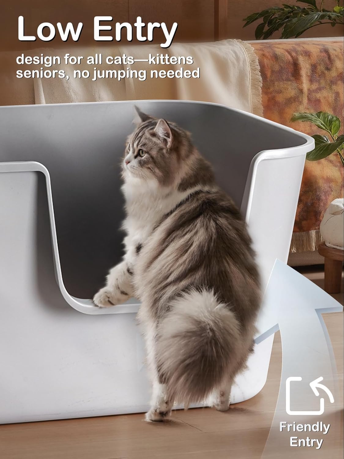 Extra Large Cat Litter Box with High Sides - Splash-Proof Design for Big Cats & Multi-Cat Homes, 24.6in x 16.7in x 12.8in (Green)