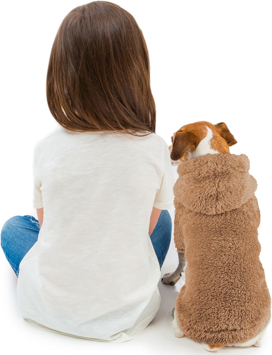 Fuzzy Dog Sweaters for Medium Dogs Dog Hoodie Soft Double-Sided Plush Fleece Pet Sweater Pet Clothes Coats Hoodie Sherpa Hooded Sweatshirt(Coffee-M)