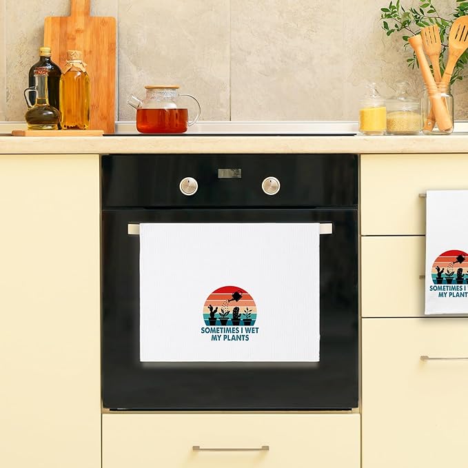 Funny Cactus Kitchen Towels for Women, Sometimes I Wet My Plants Dishcloths, Plant Lovers Gifts for Gardeners, Kitchen Decorative Tea Towels, Sweet Housewarming Gifts for Mom Dad Nana Friend