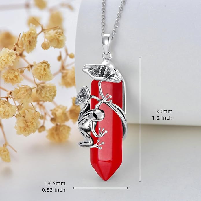 Frog Necklace 925 Sterling Silver Frog Pendant Birthstone Quartz Jewelry Gift for Women s Mom