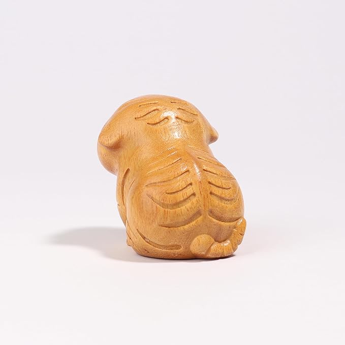 Tiger Wooden Figurine,Miniature Wood Gift Handmade Art Carved Small Animal Statue,Desk Decoration Lovely Gift Home Decor Table Living Room Bedroom Desktop Bookshelf Garden Decoration