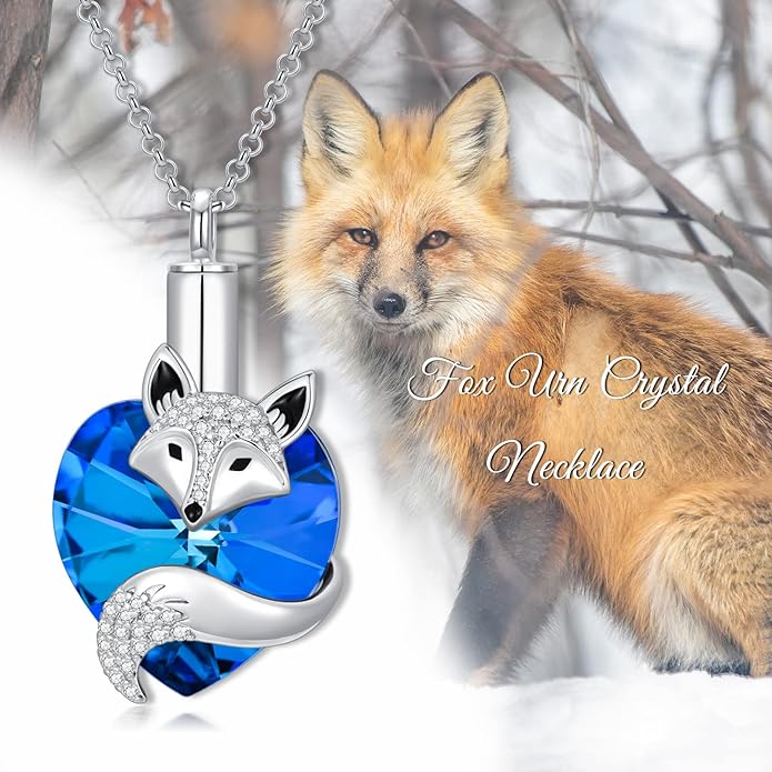 Animal Crystal Urn Necklace For Ashes Sterling Silver Butterfly Dragonfly Bee Phoenix Peacock Hummingbird Fox Angel Wing Pentagram Pentacle Cremation Necklace Heart Teardrop Urn Holder Necklaces For Women Memorial Jewelry