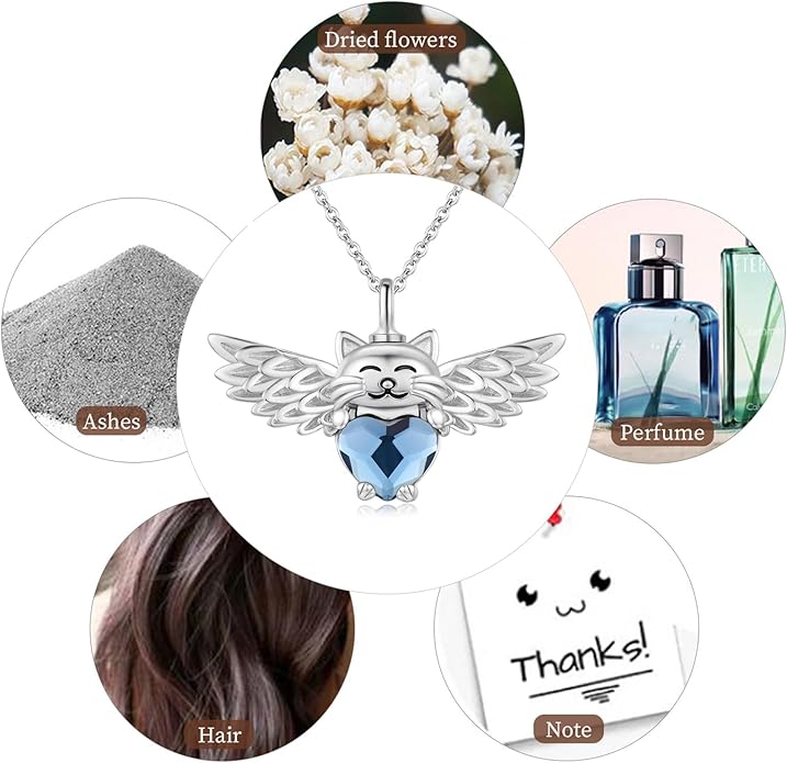 JUSTKIDSTOY Dog/Cat/Hummingbird Urn Necklace for Ashes S925 Sterling Silver Heart Cremation Jewelry Keepsake Memorial for Women