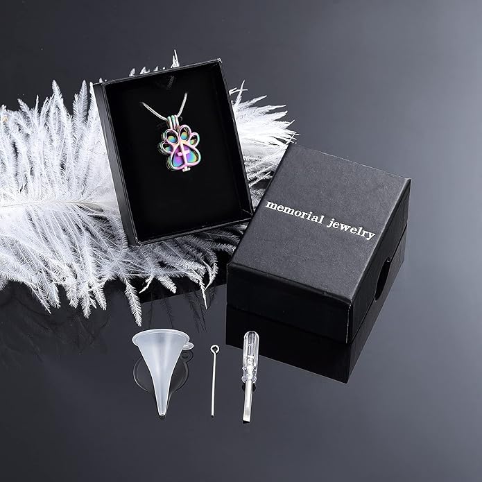Pet Cremation Jewelry for Dog/Cat Paw Stainless Steel Memorial Locket Urn Necklace with Hollow Urn Cremation Jewelry for Ashes