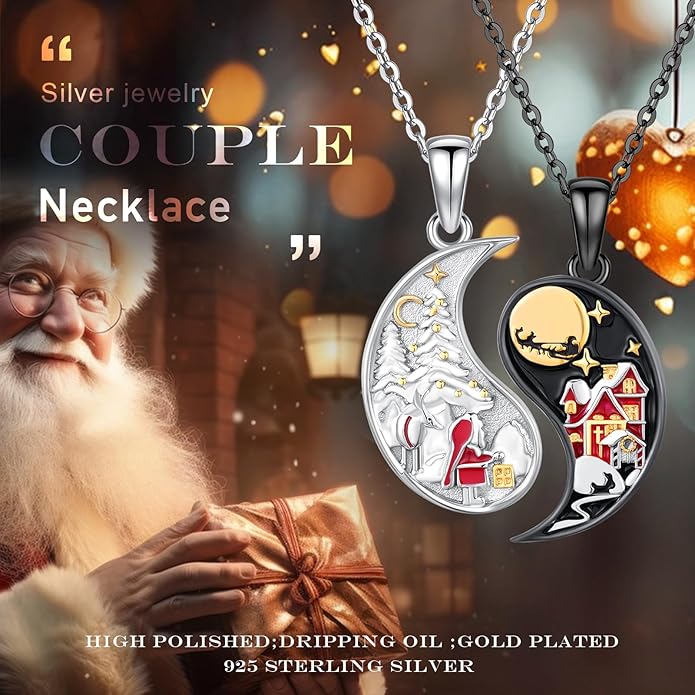 Yin Yang Matching Jewelry Set 925 Sterling Silver Yin Yang Friendship Couples BFF Pendant Necklace Jewelry for Her Him Women Men