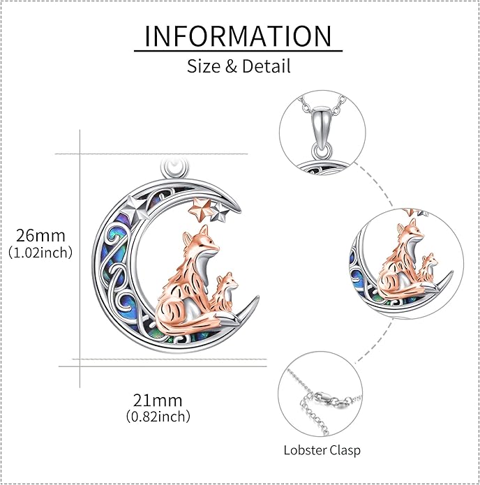 Sterling Silver Cute Animal Pendant Necklace Fox/Snake/Unicorn/Owl on Moon/Rabbit/Horse Necklace Jewelry Gifts for Women Mom Sister