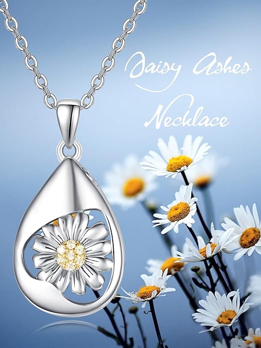 TANGPOET Teardrop Ashes Necklace 925 Sterling Silver Urn Necklace, Cremation Jewellery for Ashes Pendant, Gifts for Women Ladies, with Funnel Filler Kit