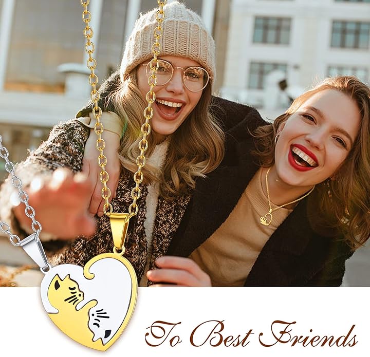 U7 Cat Pendant Necklace for Women Stainless Steel Cute Kitty Cat Jewelry Gift