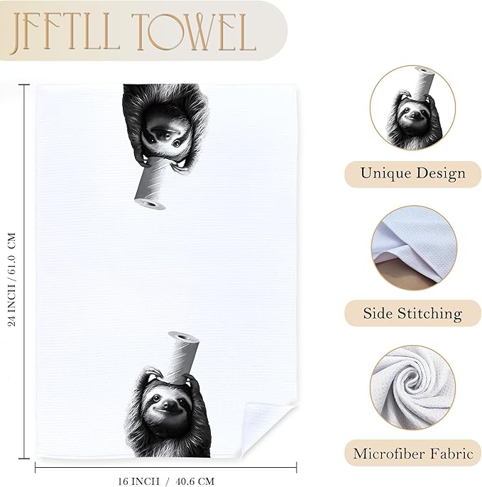 Funny Toilet Newspaper Sloth Bathroom Hand Towels, Gifts for Sloth Lovers Hand Towels for Bathroom Washroom Restroom Decor, 16x24 Inch Set of 2