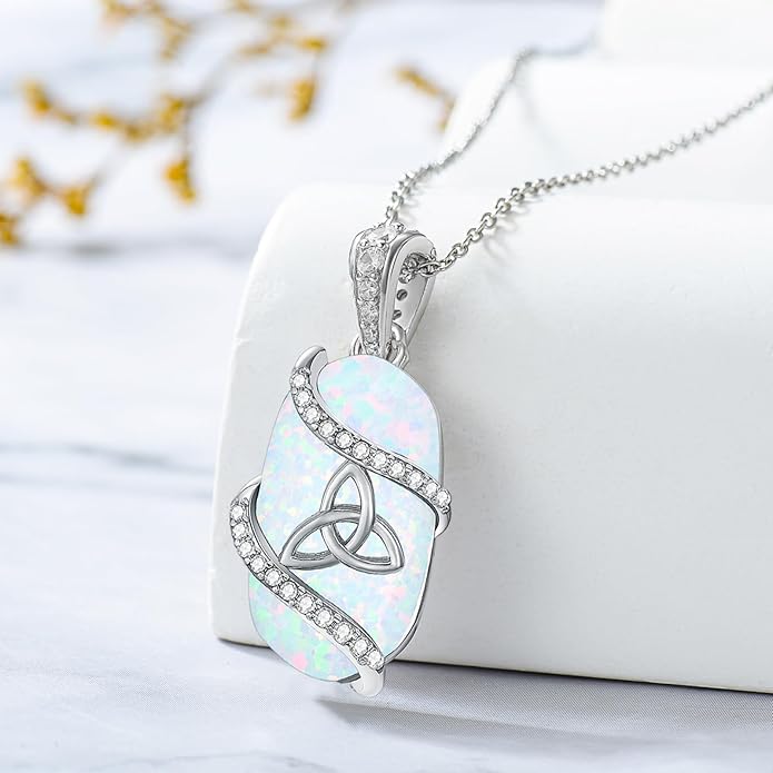 Opal Mama Bear/Panda/Cat/Koala/Sloth/Cardinal/Unicorn Necklace 925 Sterling Silver Opal Animal Pendant Jewelry Birthday Gifts Women Her Mom