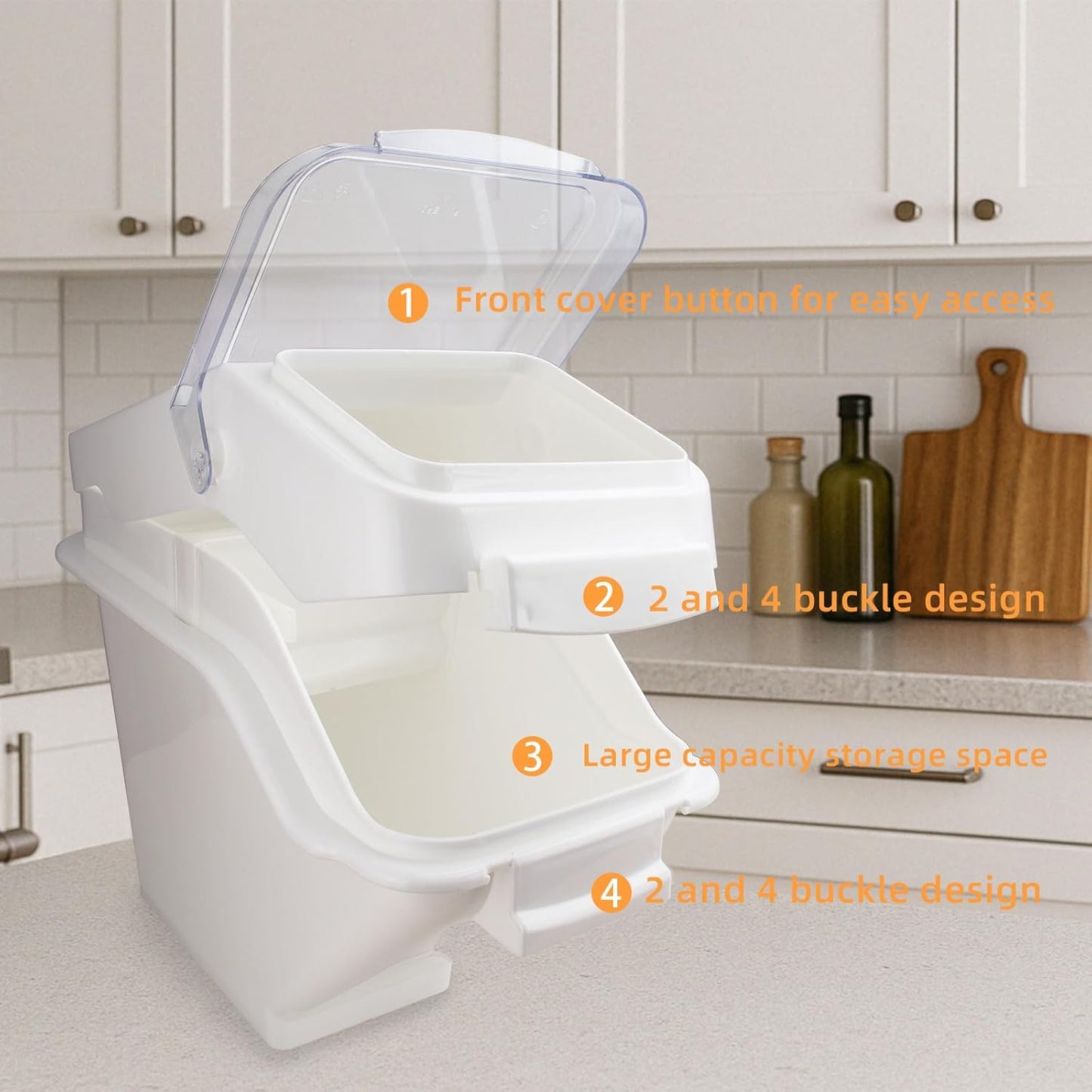 53LB Airtight Flour Storage Container With Scoop for Dry Food, Sugar, Baking Supplies,Rice.BPA Free Ingredient Storage Bin,Pet Food Storage Container Dog Cat Birds Food Bin (53 LB)