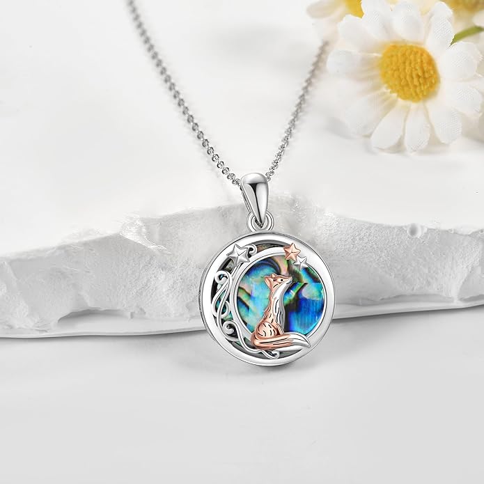 Sterling Silver Cute Animal Pendant Necklace Fox/Snake/Unicorn/Owl on Moon/Rabbit/Horse Necklace Jewelry Gifts for Women Mom Sister