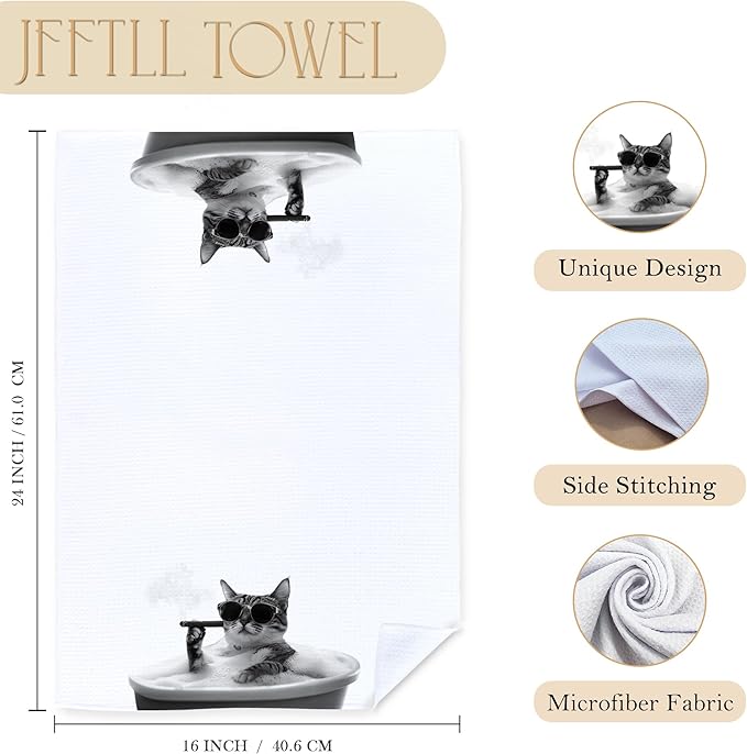 Funny Bath Cat Hand Towels for Bathroom Washroom Restroom Decor, Cat Mom Lady Lovers Gifts, Funny Bathroom Decor, 16x24 Inch