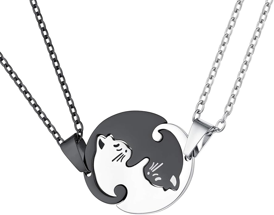 U7 Cat Pendant Necklace for Women Stainless Steel Cute Kitty Cat Jewelry Gift