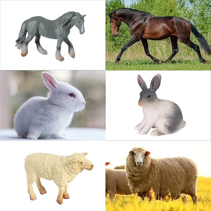 SIENON 15Pcs Farm Animal Figures Toys Realistic Mini Farm Animal Figurines, Farm Barn Animals Playset, Miniature Farm Animal Cake Topper Ornaments for Easter Egg Fillers Birthday Animals Theme Party