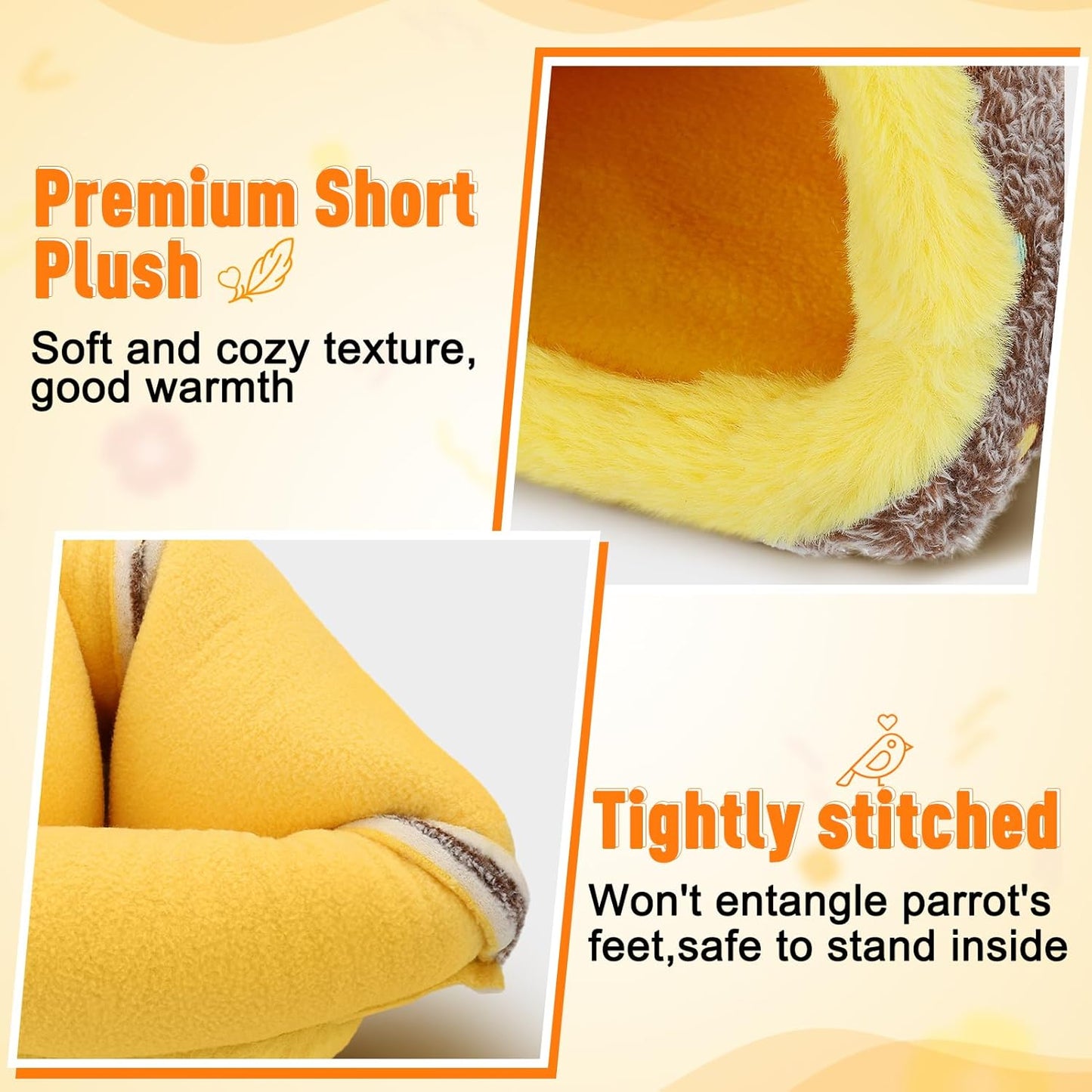 MEWTOGO Large Warm Bird Nest House - Cozy Bird Bed for Cage with Mat, Hanging Hammock Shed Hideaway Hut for Macaw African Grey Amazon Parrots