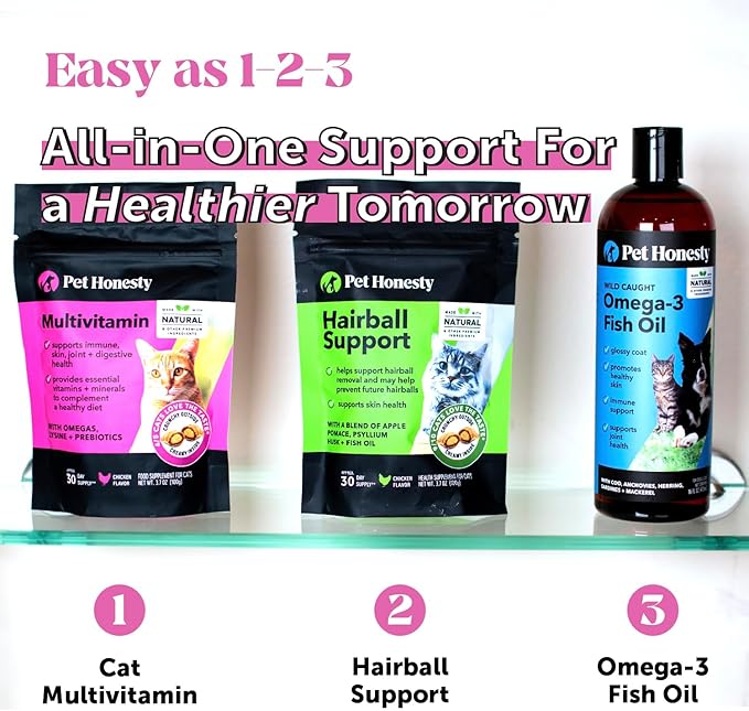 Cat Multivitamin Chews - Cat Treats for Health + Immune, Joint Support, Skin & Coat, and Digestion - Omega 3s, Lysine & Probiotics for Cats, Vitamins for Cats - Chicken (90-Day Supply)