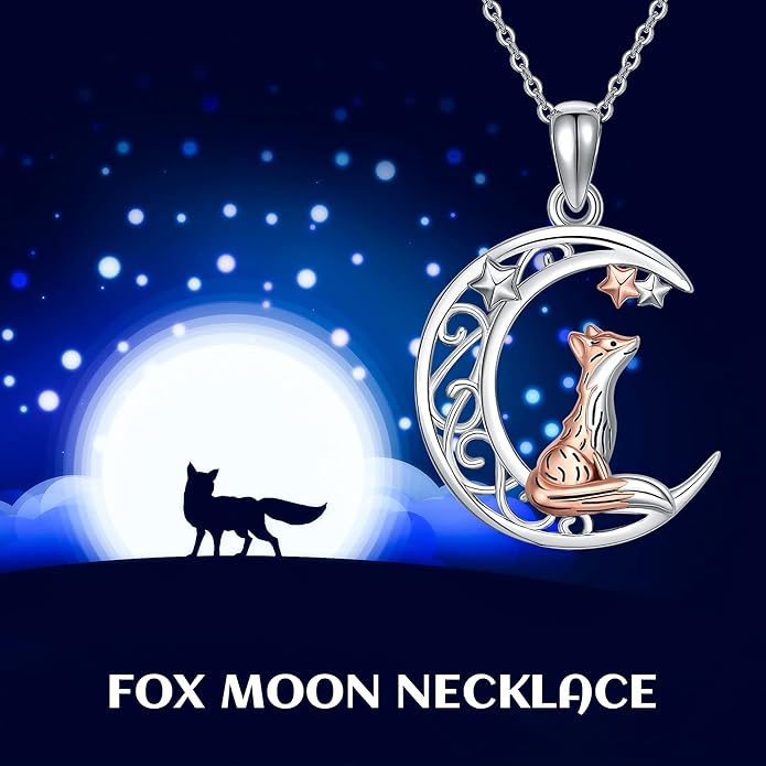 Sterling Silver Cute Animal Pendant Necklace Fox/Snake/Unicorn/Owl on Moon/Rabbit/Horse Necklace Jewelry Gifts for Women Mom Sister