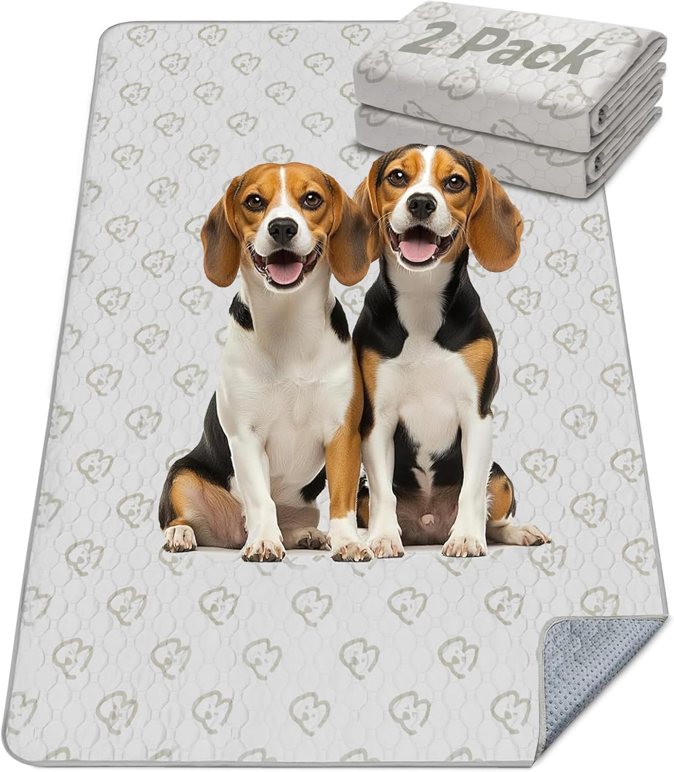 FXW Washable Pee Pads for Dogs, Puppy Pads with Super Absorbent, Specifically Designed for FXW Rollick/Homeplus 24inch 8 Panels Dog Playpen, 85" × 39" Rectangle, Khaki, 2 Packs