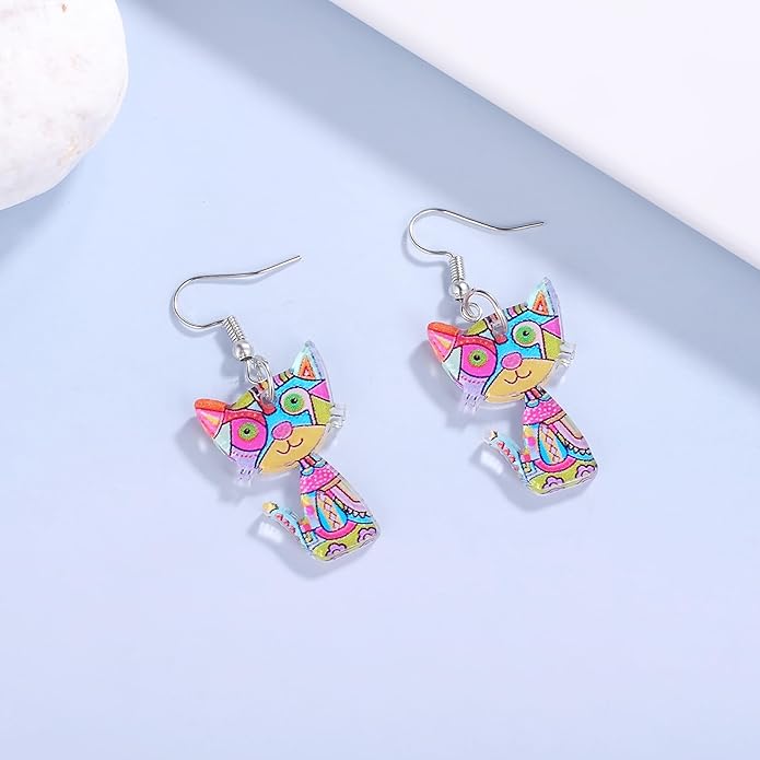 Cute Cat Earrings Stud Pearl Earrings for Women Mouse Cubic Zircon Hypoallergenic Earrings Christmas Birthday Gift