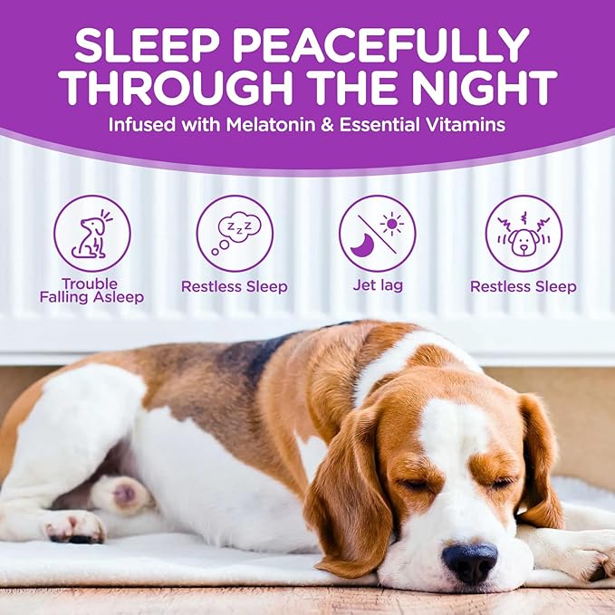 Melatonin for Dogs, Dog Melatonin, Anxiety Relief for Dogs,Supports Relaxation, Regulates Sleep Patterns, Promotes Overall Well-Being, Dog Sleep Aid