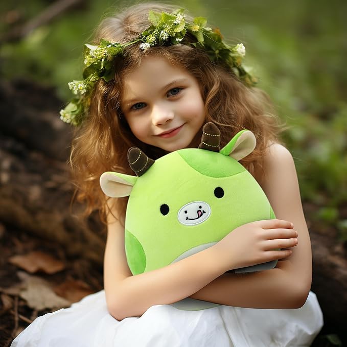 Avocado Cow Plush Toy Pillow Cute Stuffed Animal Soft Plushie Doll Gift for Kids Boys Girls Green 8 inch