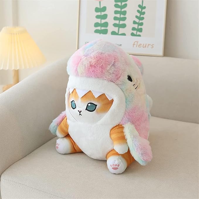 Shark Cat Plush Toy, Cute Fried Shrimp Shark Stuffed Animals Doll, Kawaii Shark Cat Plush Pillow Toy Birthday for Kids Boys Girls (12inch, Colorful)