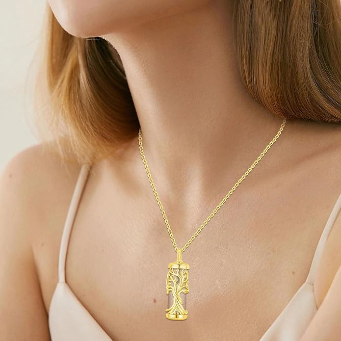 Aniu Cremation Jewelry for Ashes S925 Sterling Silver Urn Necklace Memorial Necklace for Human Ashes of Loved Ones Keepsake Pendant for Men Women