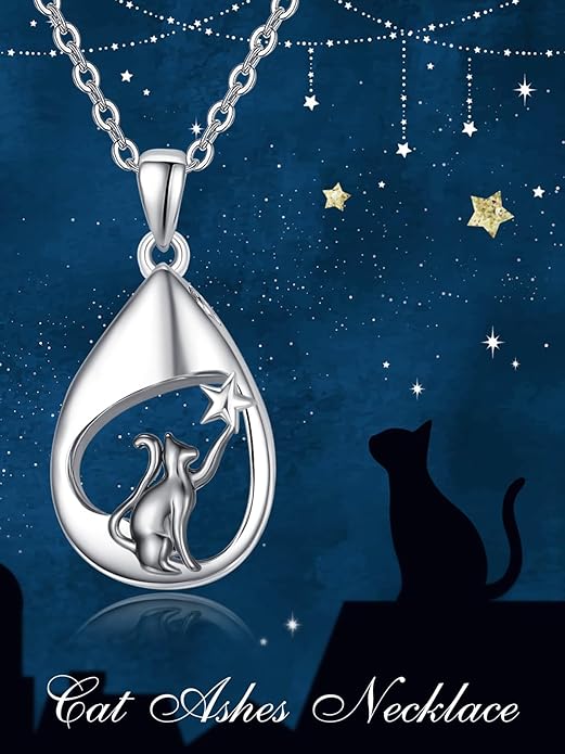 TANGPOET Teardrop Ashes Necklace 925 Sterling Silver Urn Necklace, Cremation Jewellery for Ashes Pendant, Gifts for Women Ladies, with Funnel Filler Kit