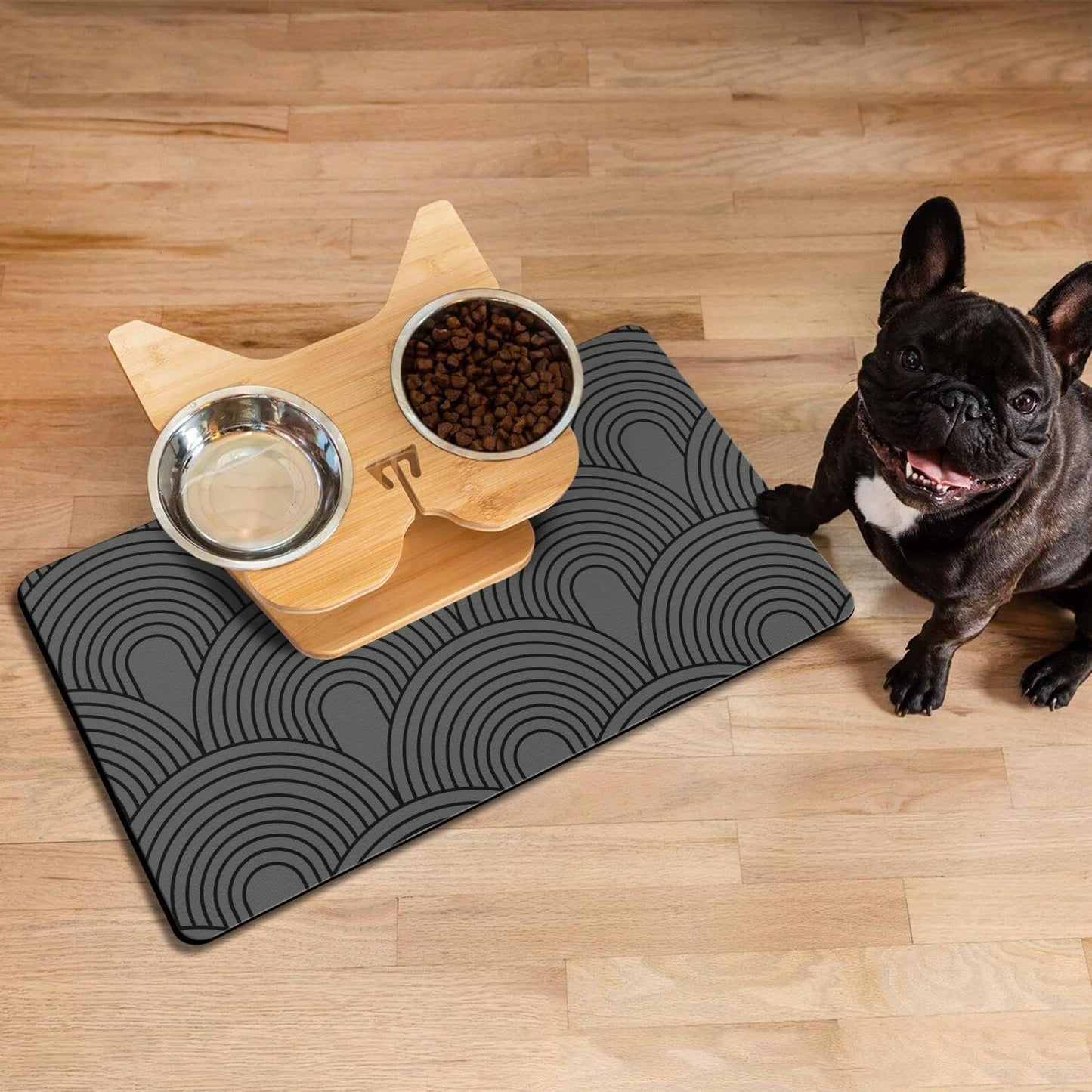 Dog Food Mats for Floors Absorbent, Pet Cat Food Mat - Quick Dry Dog Bowl Mats for Food and Water, Eco-Friendly Boho Pet Supplies