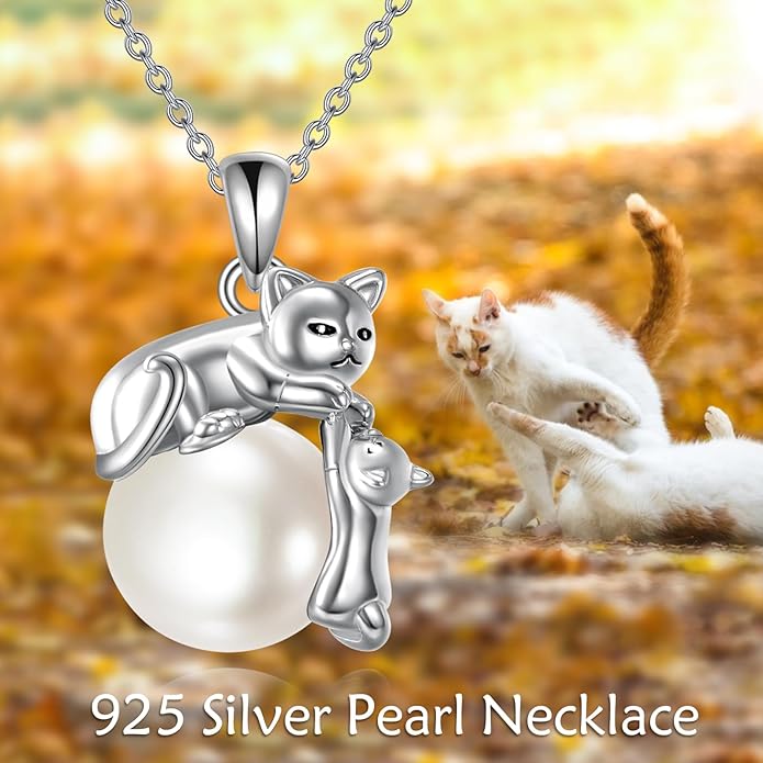 YAFEINI Animal Necklace Sterling Silver Moonstone/Turquoise/Abalone Shellfish Pendant Animal Necklace Cute Animal Jewelry Birthday Gifts Woman